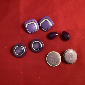 Purple clip on earrings lot